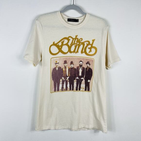 Junk Food Size Small The Band Lineup T-Shirt Tee Cream 100% Cotton Canadian Rock - Picture 2 of 6